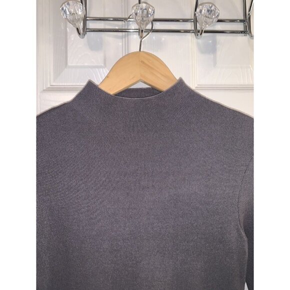 SEED Heritage Gray Bodycone Ribbed Long Bell Sleeve Midi Stretch Dress Sz Small - Picture 4 of 12